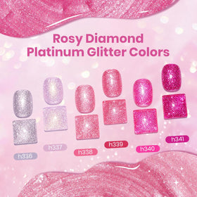 beetles Gel Polish six pink glitter shades in bottles