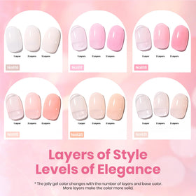 beetles Gel Polish six shades of nude pink gel nail polish on display