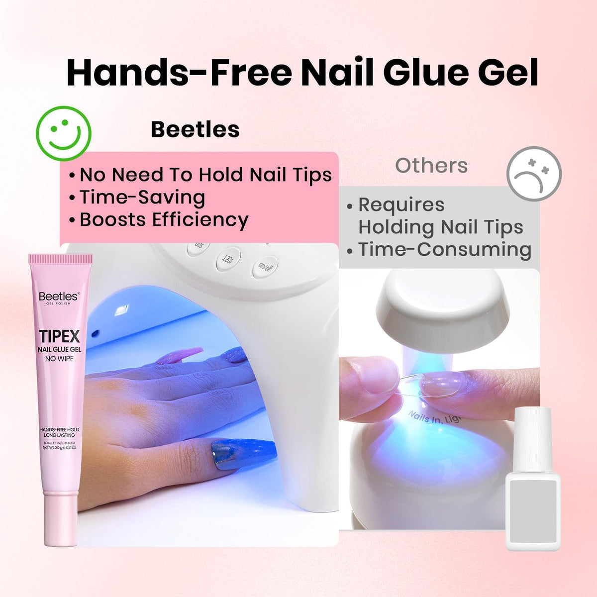 beetles Gel Polish Solid Nail Glue Gel application on nails