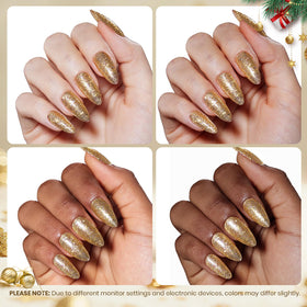 beetles Gel Polish Starlit Gold Glitter Gel 15ML close-up of texture