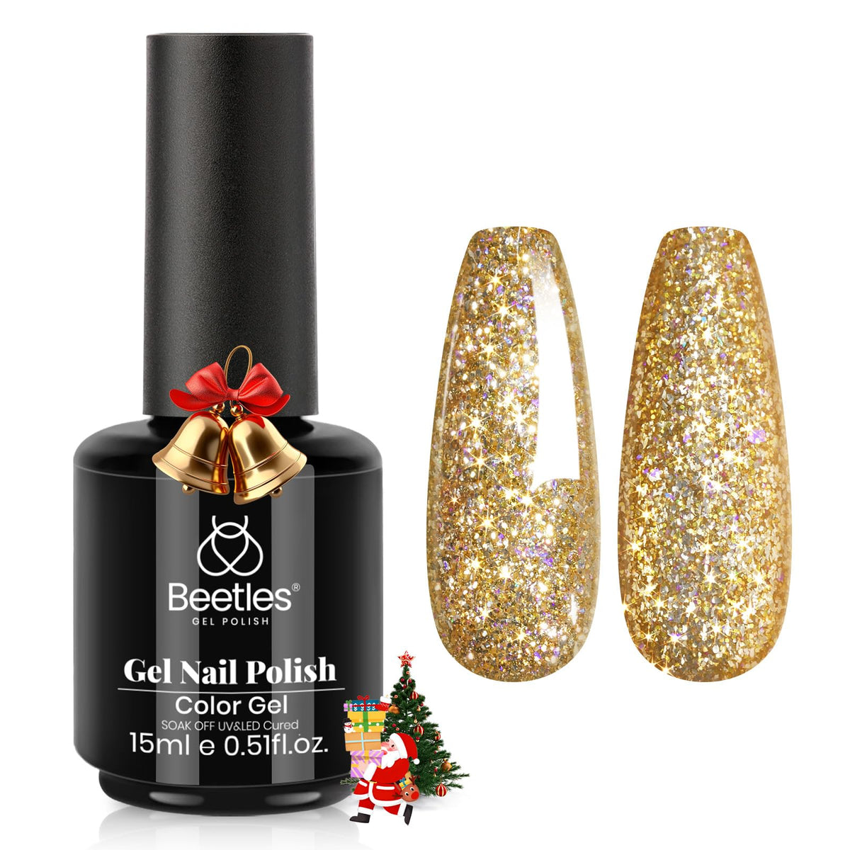 beetles Gel Polish Starlit Gold Glitter Gel 15ML front view