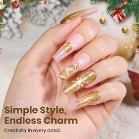 beetles Gel Polish Starlit Gold Glitter Gel 15ML with brush
