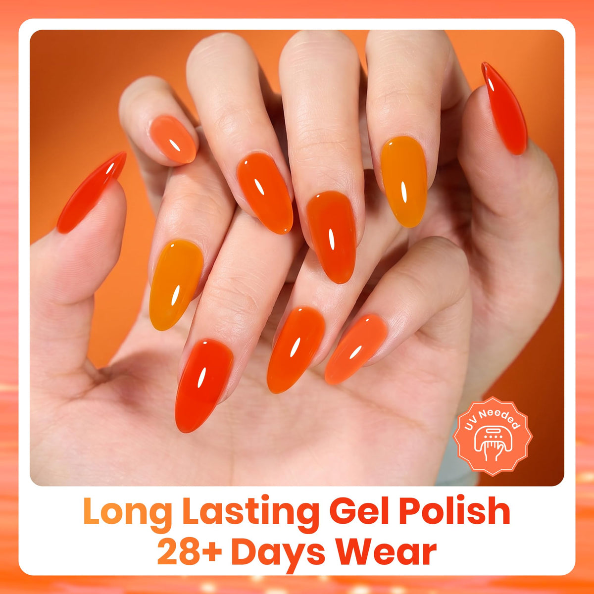beetles Gel Polish Sunset-Inspired Set with nails painted in gradient design