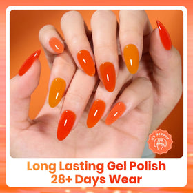 beetles Gel Polish Sunset-Inspired Set with nails painted in gradient design