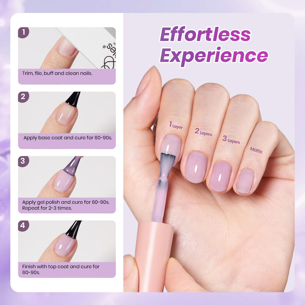 beetles Gel Polish Taro Milk Tea gel polish application on nails