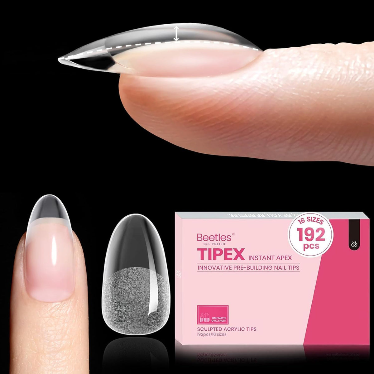 beetles Gel Polish Tipex Instant Apex Nail Tips 192pcs front view