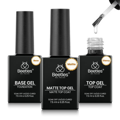 beetles Gel Polish Top and Base Coat Set 3 Pcs packaging front view