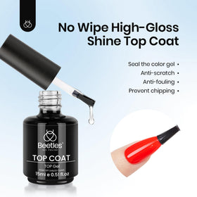 beetles Gel Polish Top Coat bottle with glossy finish