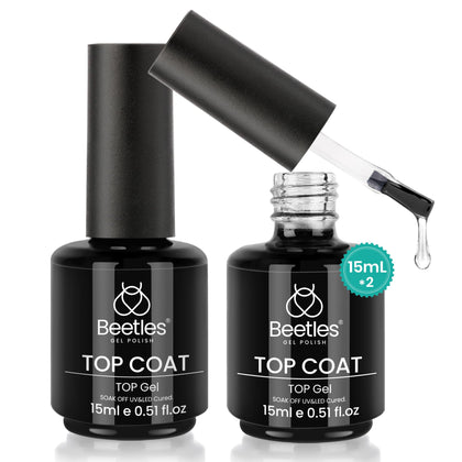 beetles Gel Polish Top Coat Set 2Pcs 15ml front view