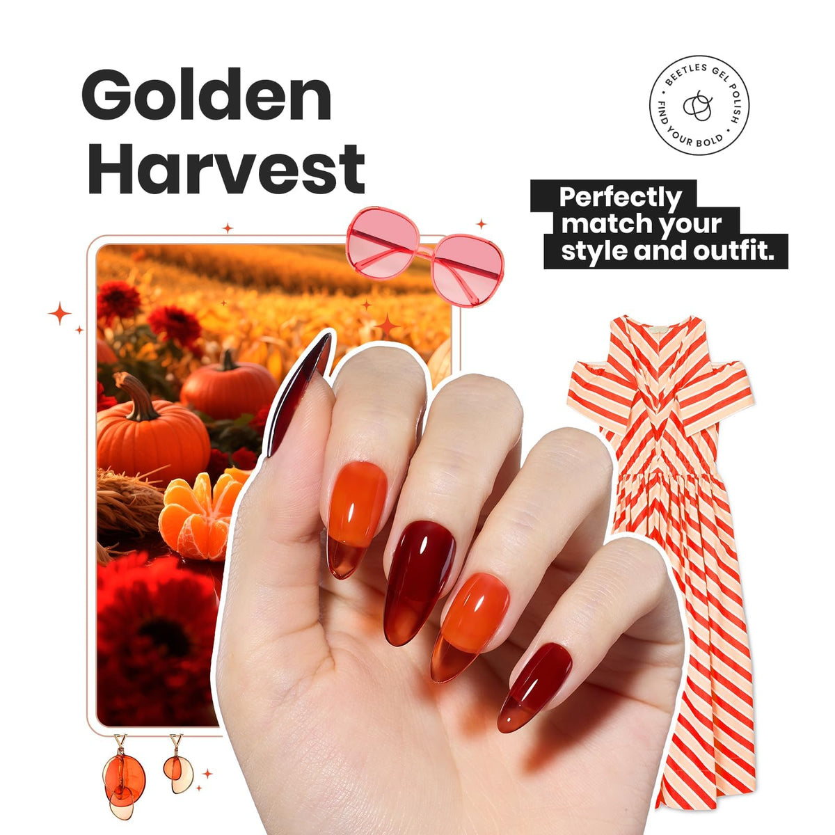 beetles Gel Polish warm amber shade bottle