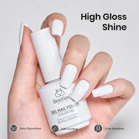 beetles Gel Polish White Gel Nail Polish application on nails