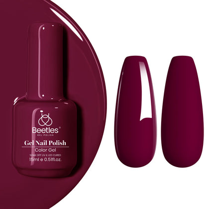 beetles Gel Polish Wine Red 15ML front view