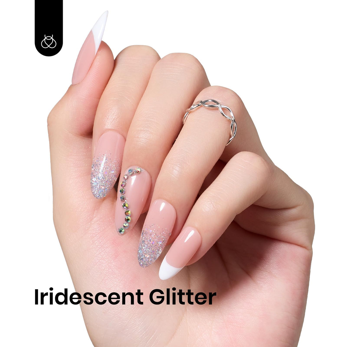 beetles Glitter Gel Nail Polish 15ml Silver Chrome application on nails