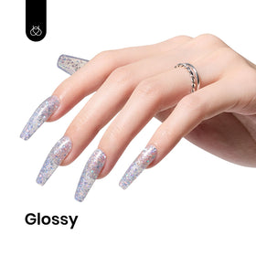 beetles Glitter Gel Nail Polish 15ml Silver Chrome close-up of texture