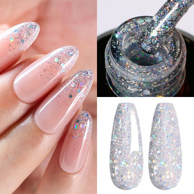 beetles Glitter Gel Nail Polish 15ml Silver Chrome front view