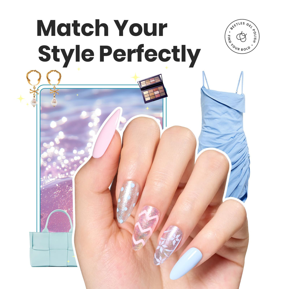 beetles Glitter Nail Polish Set gold shade bottle