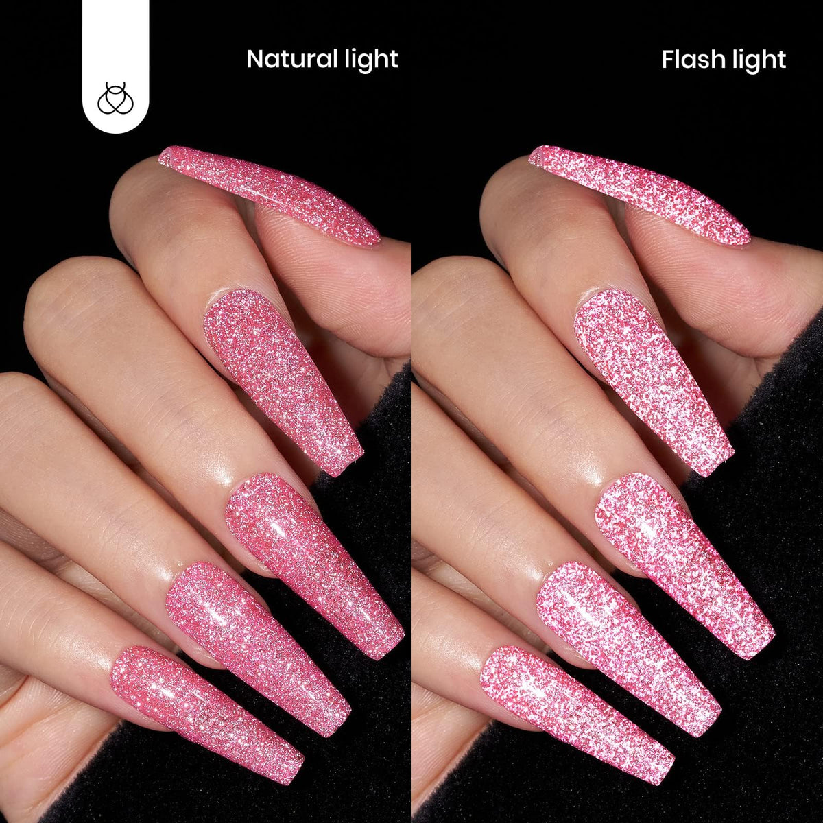 beetles Glitter Pink Gel Polish 15ML application on nails