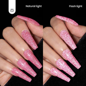 beetles Glitter Pink Gel Polish 15ML application on nails