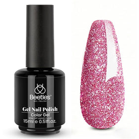 beetles Glitter Pink Gel Polish 15ML front view