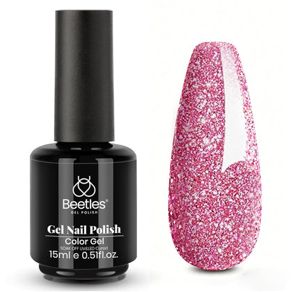 beetles Glitter Pink Gel Polish 15ML front view