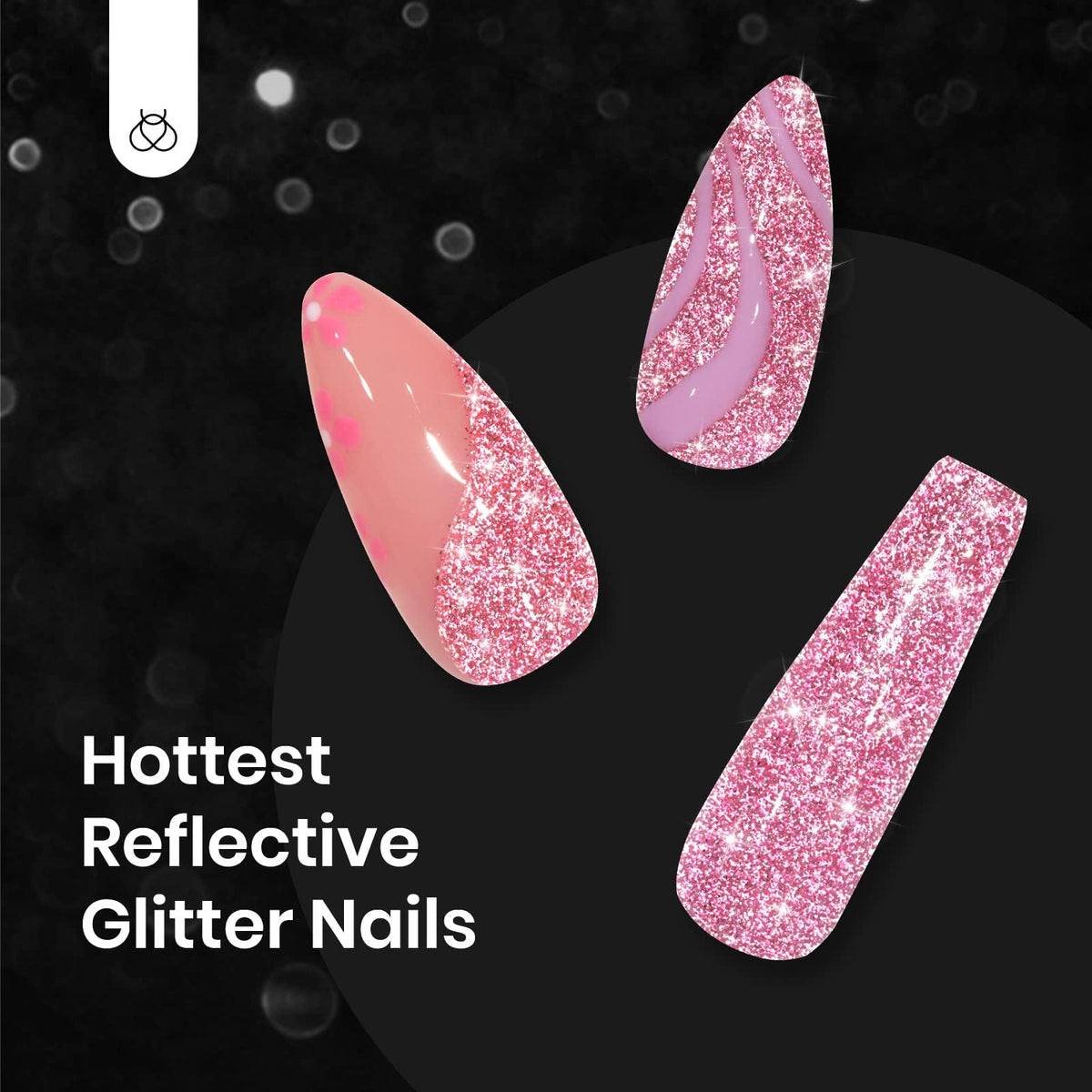 beetles Glitter Pink Gel Polish 15ML swatch on nail