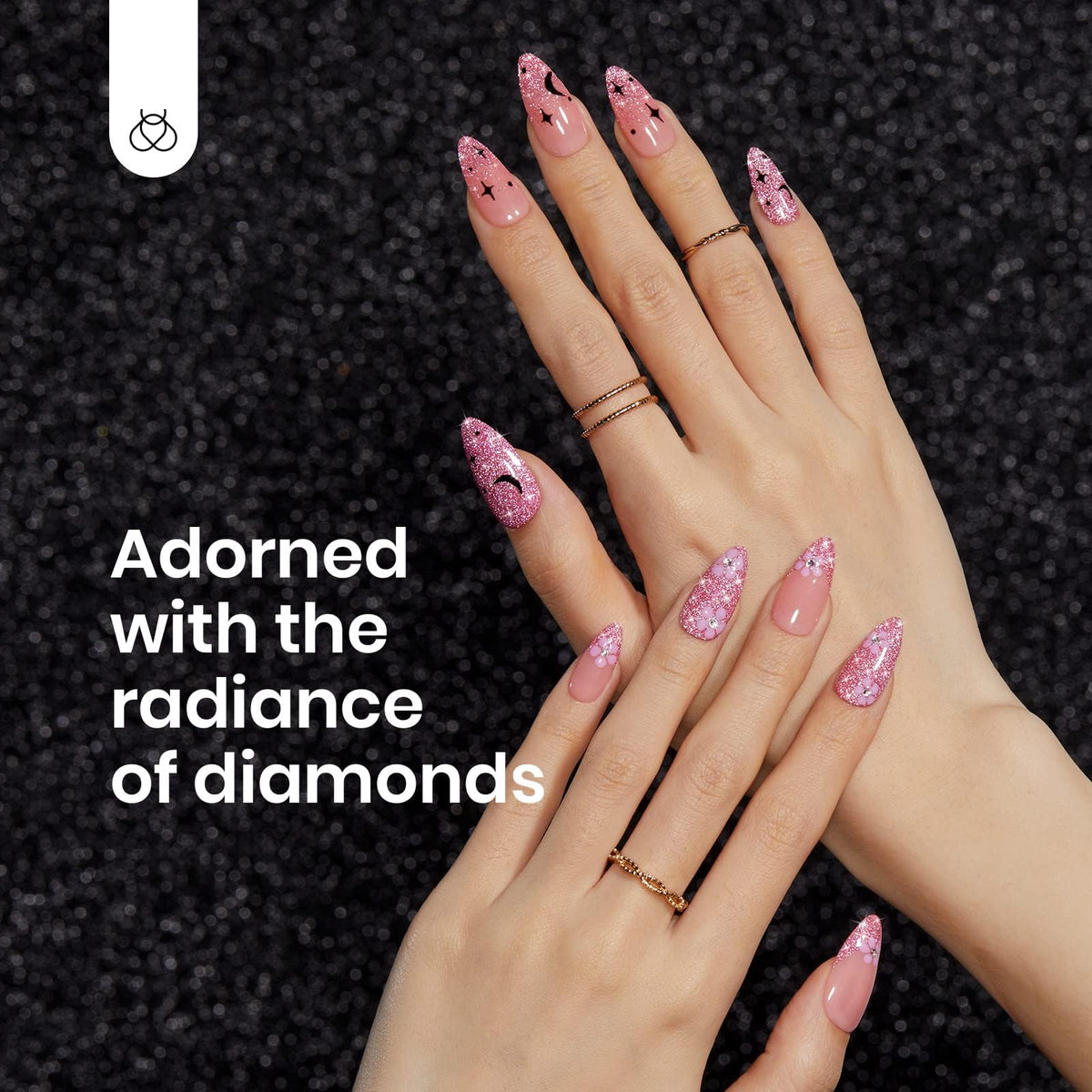beetles Glitter Pink Gel Polish 15ML with base and top coat