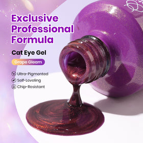 beetles Grape Gleam Purple Cat Eye Gel Nail Polish bottle with cap