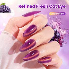 beetles Grape Gleam Purple Cat Eye Gel Nail Polish with magnetic stick