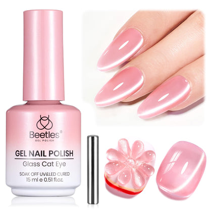 Beetles Grapefruit Glow Pink Cat Eye Gel Nail Polish 15ML front view