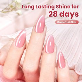 Beetles Grapefruit Glow Pink Cat Eye Gel Nail Polish application on nails
