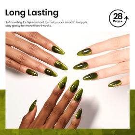 Beetles Green Cat Eye Gel Nail Polish in a nail salon setting