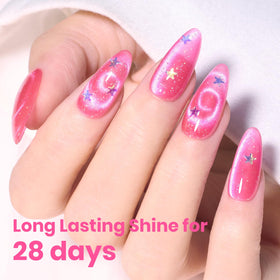 beetles Hot Pink Cat Eye Gel Nail Polish 15ML application on nails