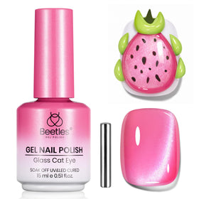 beetles Hot Pink Cat Eye Gel Nail Polish 15ML front view