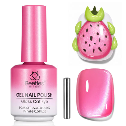 beetles Hot Pink Cat Eye Gel Nail Polish 15ML front view