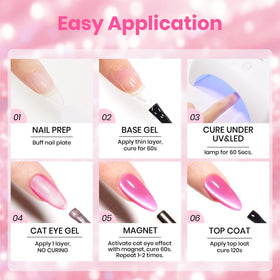 beetles Hot Pink Cat Eye Gel Nail Polish 15ML lifestyle image with nails