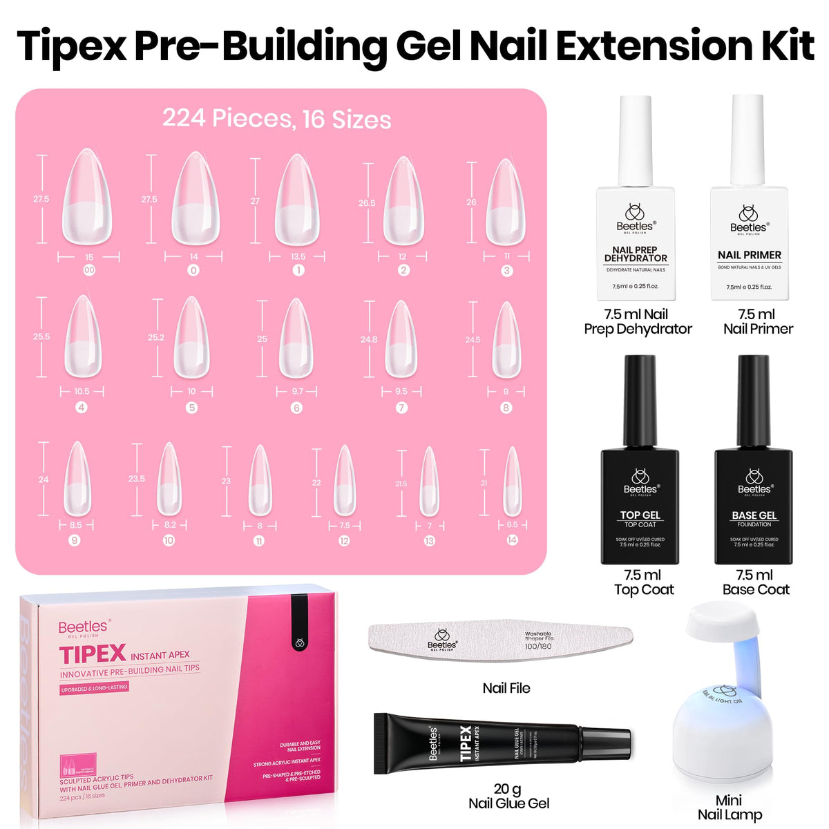 beetles Instant Apex Nail Tips Kit contents overview