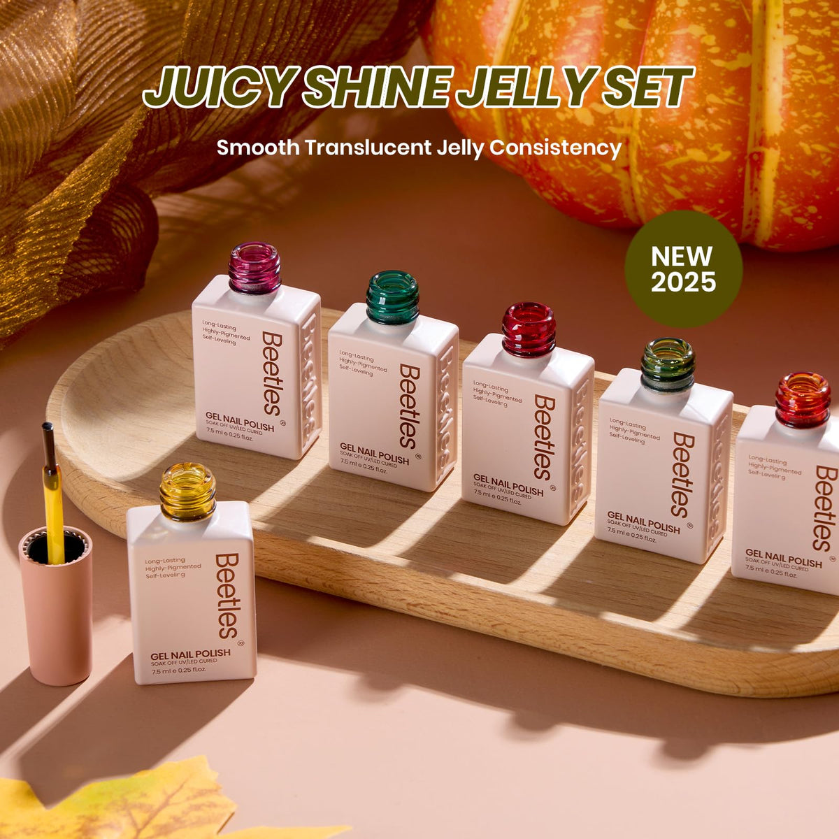 beetles Jelly Gel Nail Polish Set displayed on a table