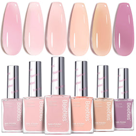 Beetles Jelly Nail Polish Set with 6 colours including pink, nude, and purple