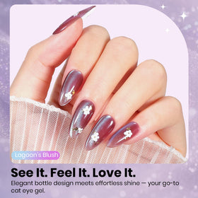 beetles Lagoon’s Blush Purple Cat Eye Gel Nail Polish application on nails