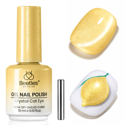 Beetles Lemon Veil Yellow Cat Eye Gel Nail Polish front view 15ML