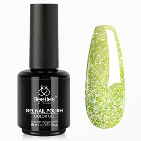 beetles Lime Green Glitter Gel Nail Polish 15ML front view