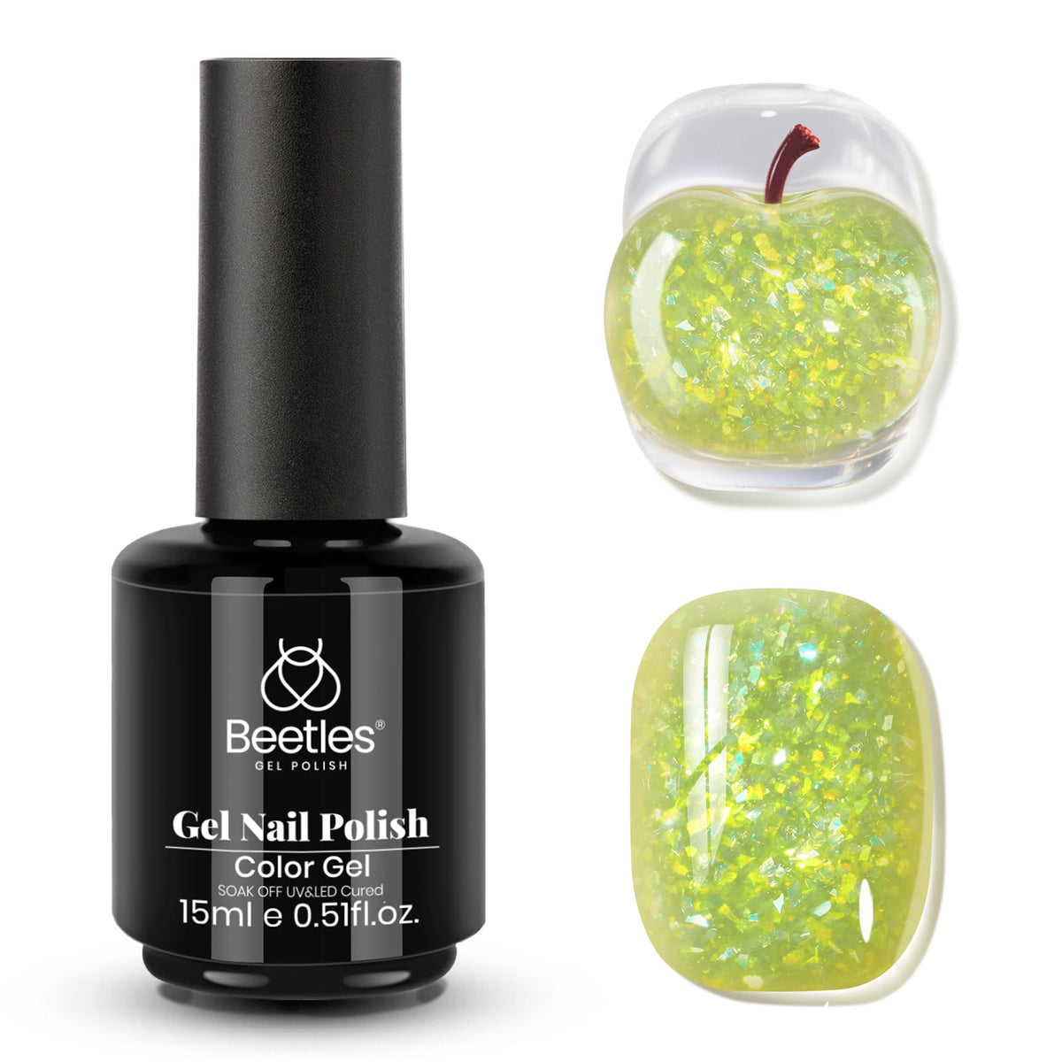 beetles Lime Green Glitter Gel Nail Polish 15ML lifestyle scene