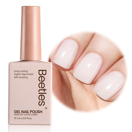 Beetles Milky White Gel Nail Polish 15ml front view