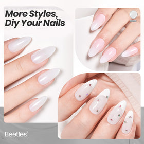 Beetles Milky White Gel Nail Polish close-up on table