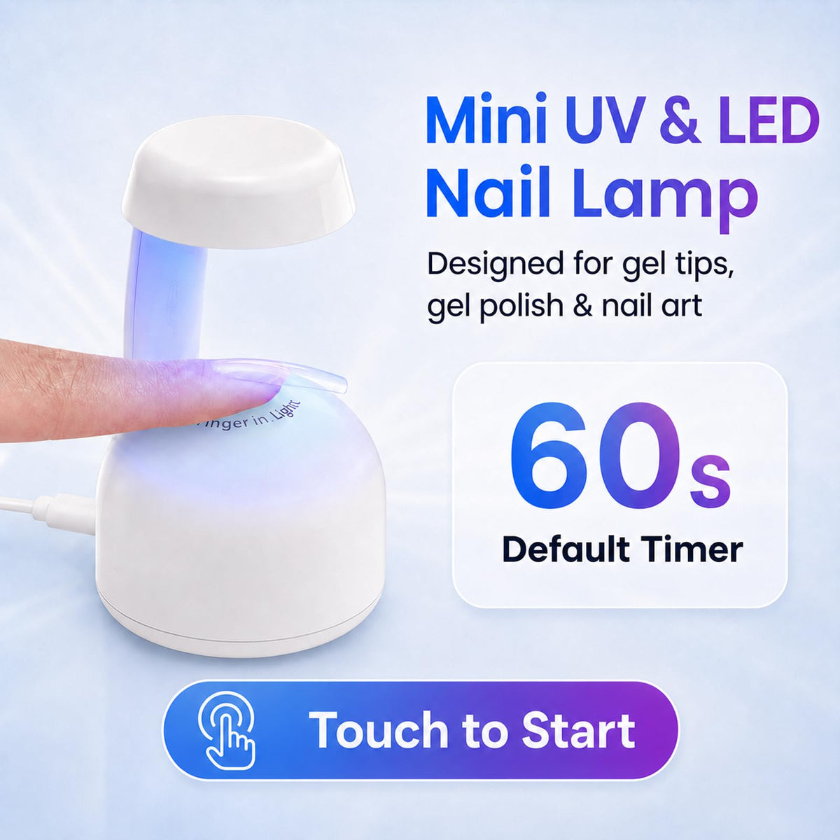 beetles Mini UV Light showing USB cable connection