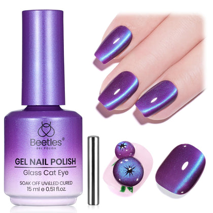 Beetles Mystic Amethyst Purple Cat Eye Gel Nail Polish front view