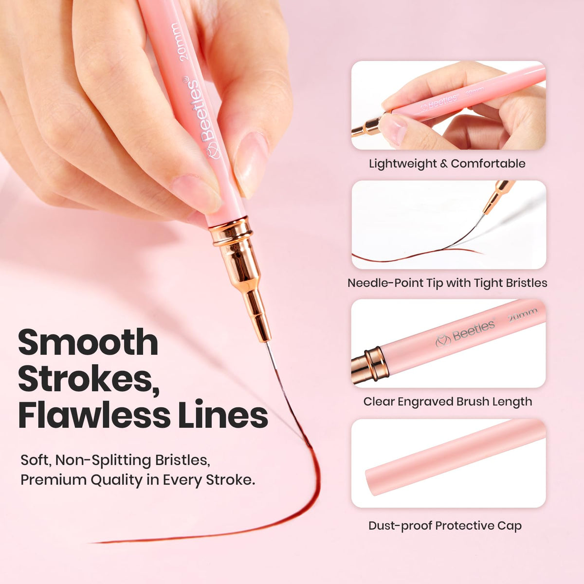 beetles nail art brush with protective cap