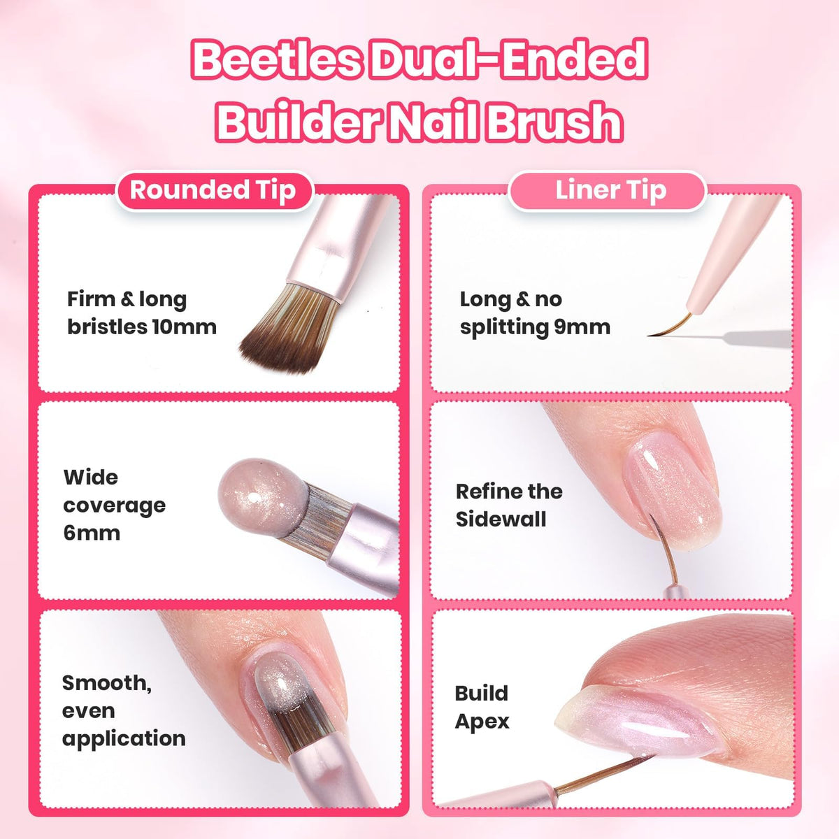 beetles Nail Art Brush with textured pen holder