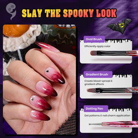 beetles nail art brushes set displayed with nail charms