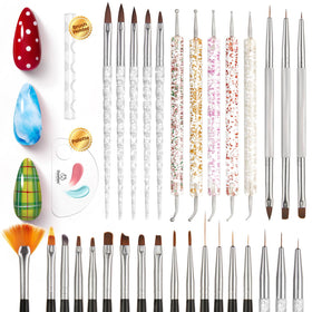 beetles Nail Art Brushes Set in use on colourful nails